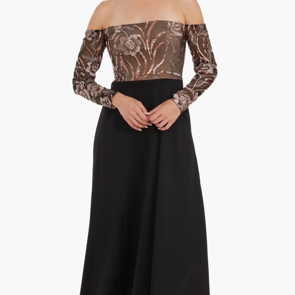 Dress the Population Margaret sequin embroidered Off-Shoulder Gown